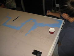 Jeni painting the border