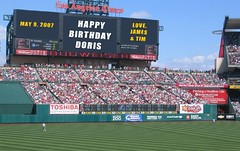 Doris' "scoreboard greeting."