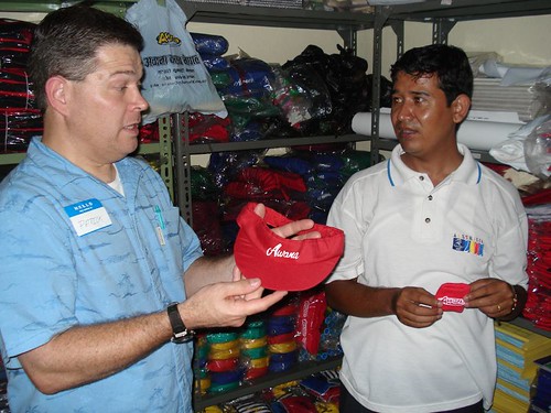 Gajendra Tamang, the Awana director for Nepal, shows Patrick some of the items produced locally for the Nepalese Awana clubs
