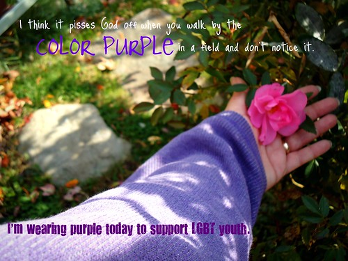 I'm wearing purple today to support LGBT youth