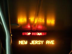 Stop requested and bus identification signage within a bus