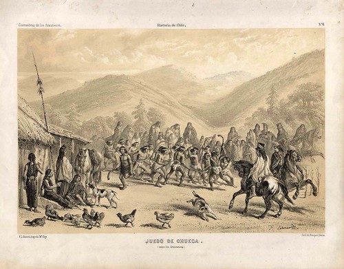 002-Juego de Chueca entre los araucanos-Atlas de la historia física y política de Chile-1854-Claudio Gay