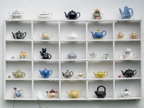 Teapots at the Tea Shop at the Grand Western Canal Country Park in Tiverton