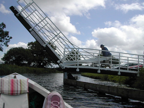 A swing bridge swung