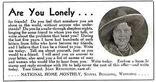 Vintage Ad #317: Are You Lonely...