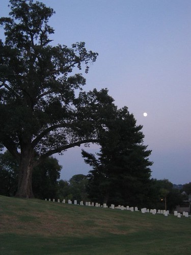 Moon Rising over Cemetery