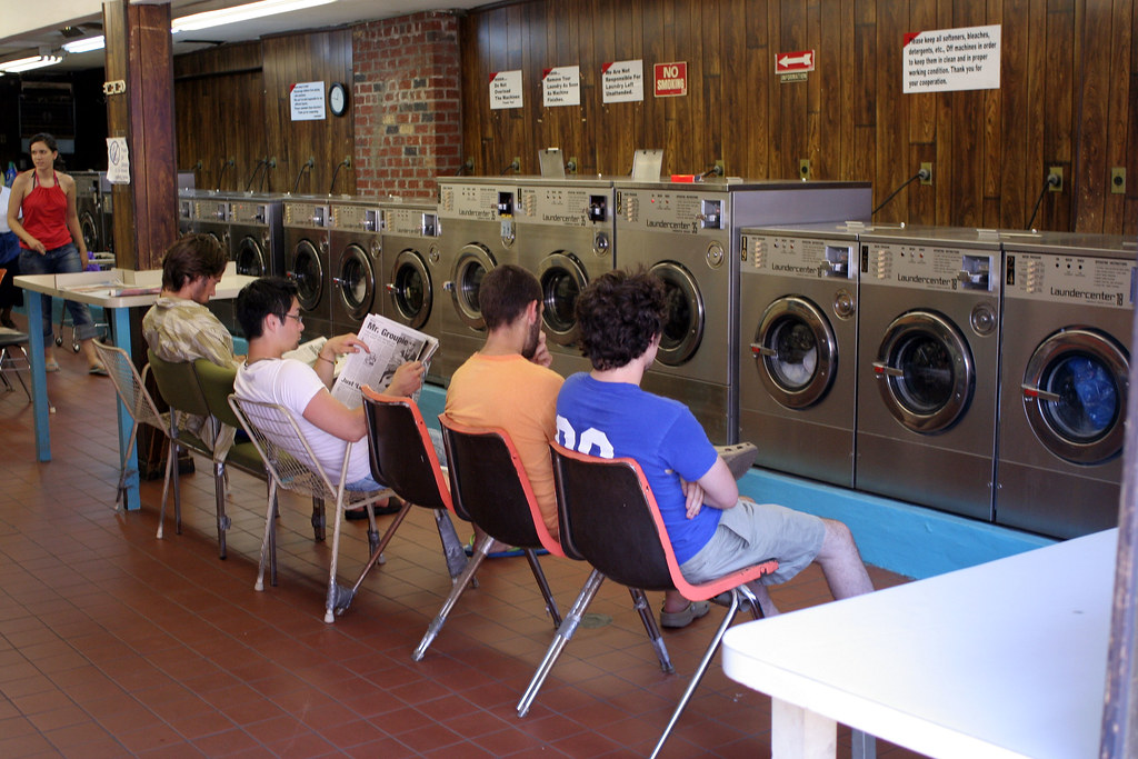 Guys doing laundry