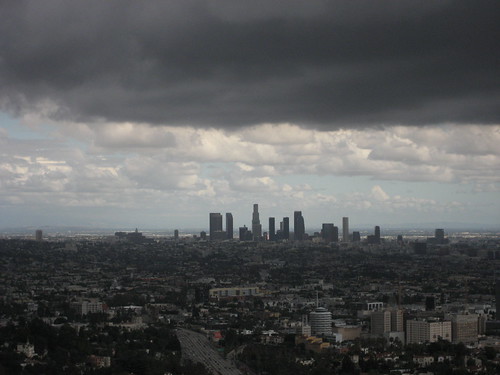 downtown LA during saturday's storm