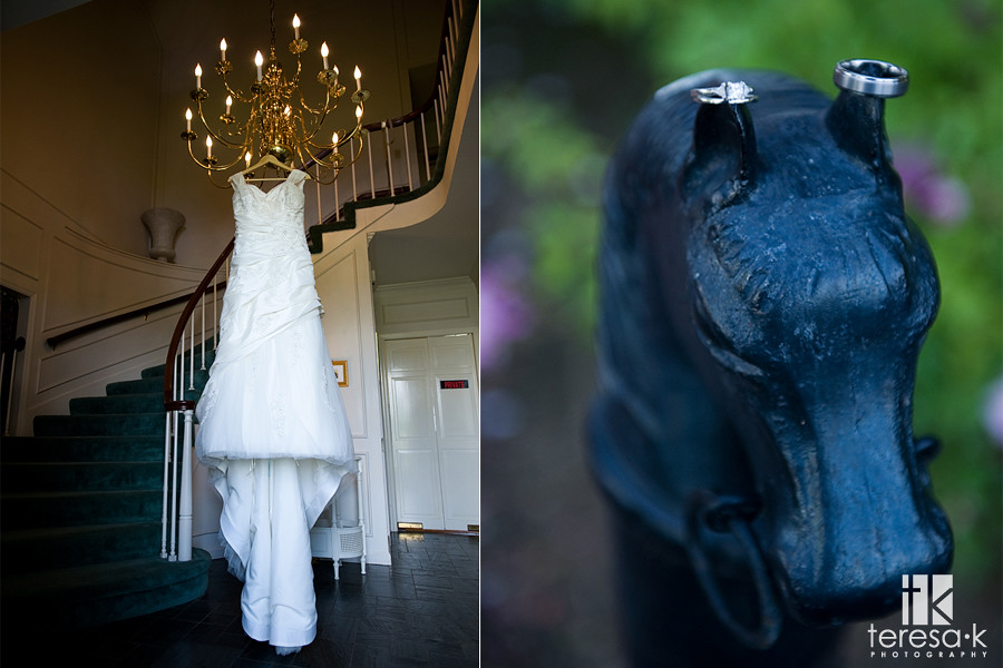 Beautiful wedding dress and rings by Teresa K photography