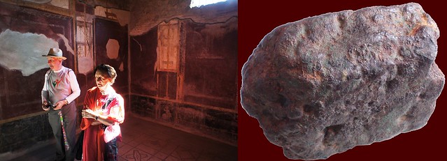 000/3 Ferruginous 5 pound Iron-Red Bronze Bar from central Italy about 500BC, with a typical Pompeian-Red decorated room at Stabiae. RED.