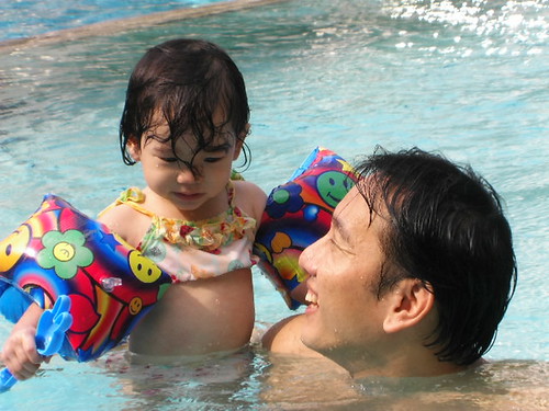 With Papa in the pool