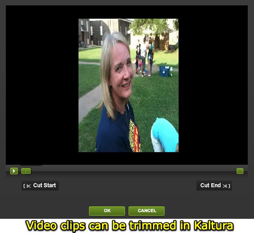 Video clips can be trimmed in Kaltura