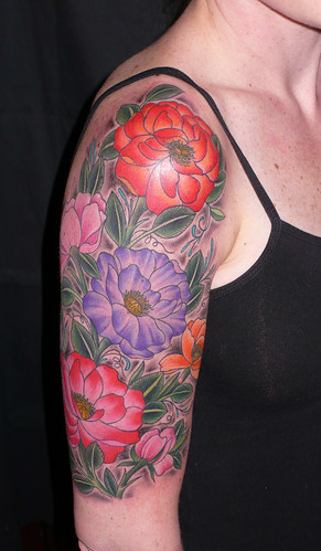 flower sleeve tattoo