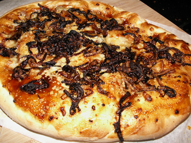 Carmelized Onion, Blue Cheese, and BBQ Pizza