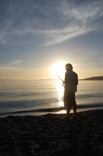 Tony fishing for trout at Lake Taupo