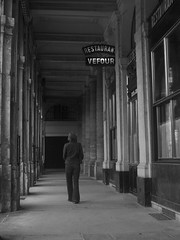 Walking down the colonade