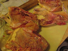 Cornish Hens, split & seasoned