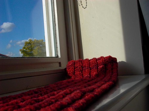 one row scarf - basking in late evening sun2