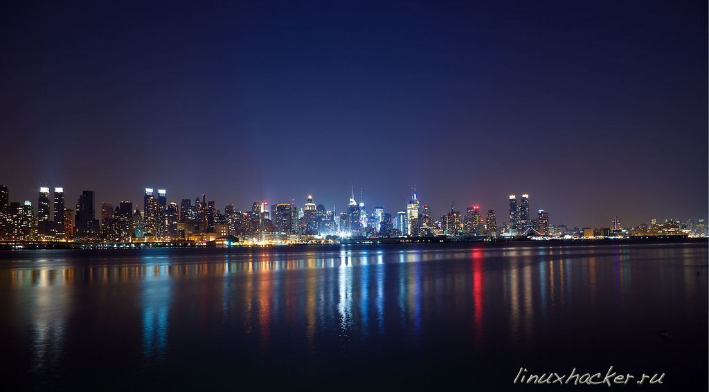 : Manhattan at night from New Jersey shore