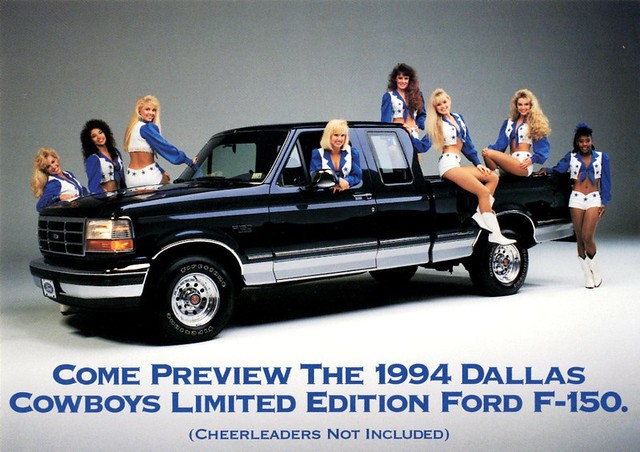 ford cowboys truck dallas cheerleaders postcard pickup f150 1994 limited edition