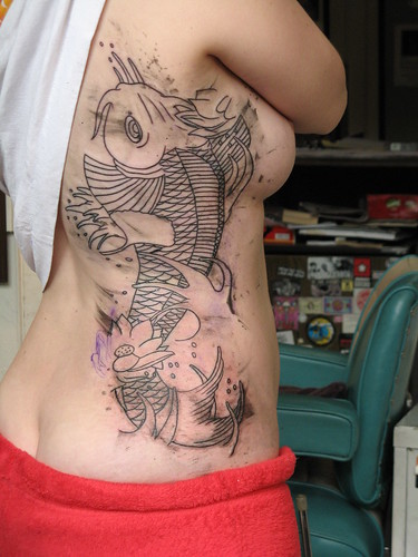 finished outline koi tattoo Photo by gabriella319 Comment on this photo