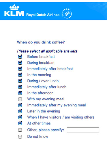 KLM Coffee survey