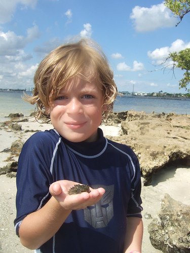 Jake with a juvenile burrfish!