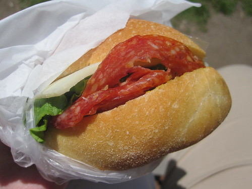 hot salami and jack sandwich