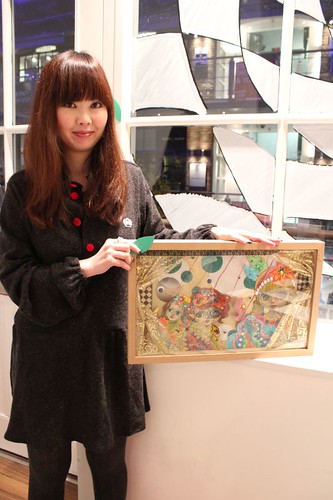 Chikako with her art & QOS Dress