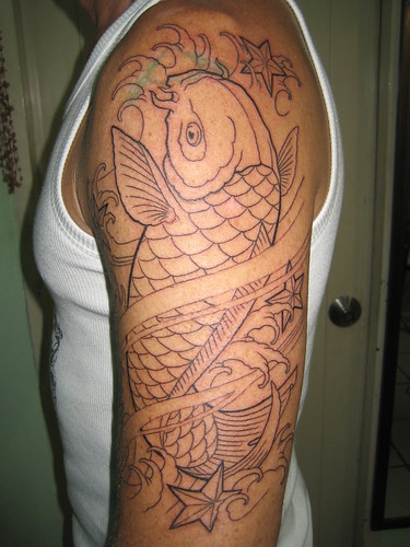 koi fish outlines Dejavu Tattoo Studio Chiangmai Thailand by augrust