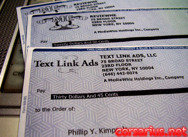 text link ads reviewme corsarius cheque check