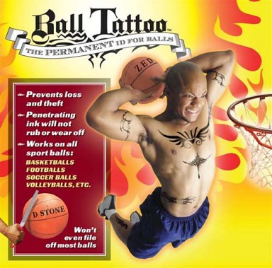 Muscular, tattooed basketball
