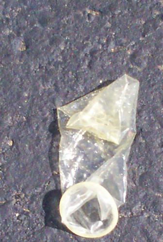 Condom in the parking lot.