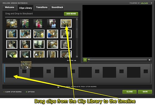 Drag clips from the Clip Library to the timeline