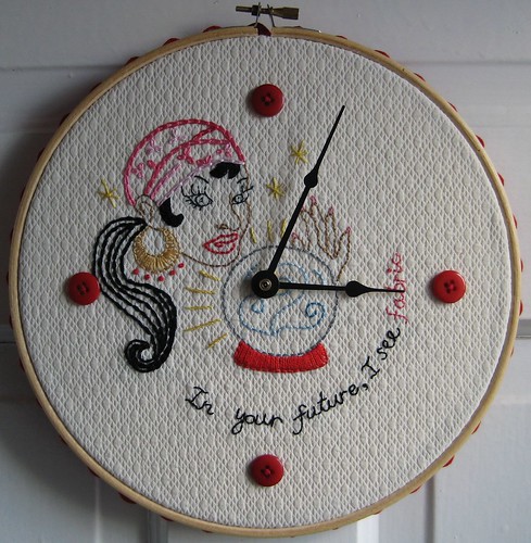 Time For Fabric Hoop by Poppyprint