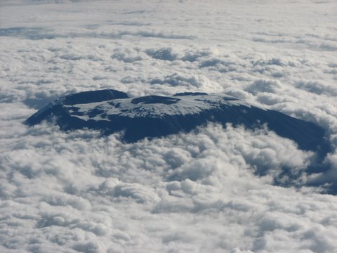 View of Mt Kilimanjaro from the aircraft on our way back home 030807