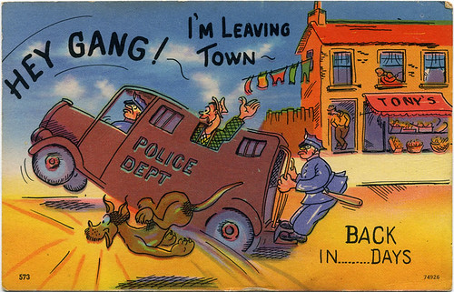 Postcard:  Paddy Wagon, Leaving Town
