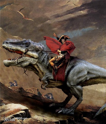 Napoleone attraversa le Alpi a cavallo di un T-Rex