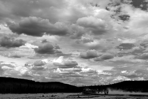 Geothermal Area and Clouds B&W