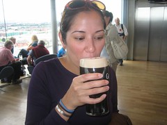 Tania, trying Guinness