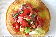 Avocado with Strawberry Salsa on Crispy Tortillas