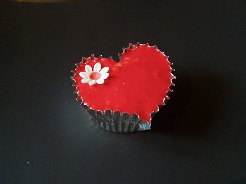 Red heart shaped cupcake