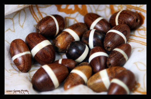 Wooden beads inlaid in bone...each unique!