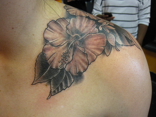  plumeria tattoo · flower tattoo · black and grey flower tattoo 