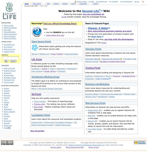 What wiki.secondlife.com looks like on 2010-10-25 - Second Life Wiki_1288023447946