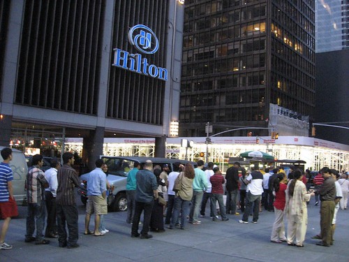 Long line for a particular street vendor in Manhattan