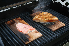 fish, grilled on a cedar plank