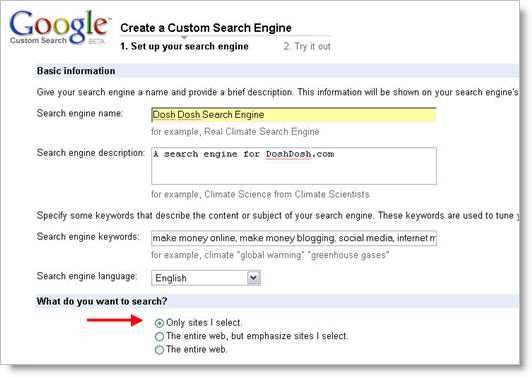 Google Custom Search Engine 1