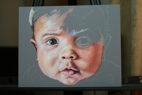 In progress colored pencil portrait entitled Ze n