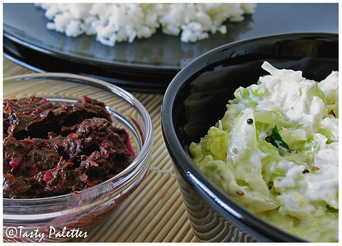 Cabbage Mor Kootu with Beet Leaves Thogayal